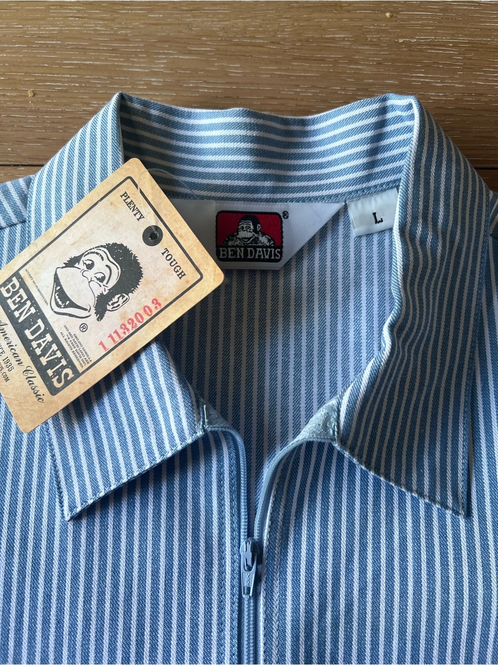 Ben Davis Light Blue and White Striped Button-Front Shirt